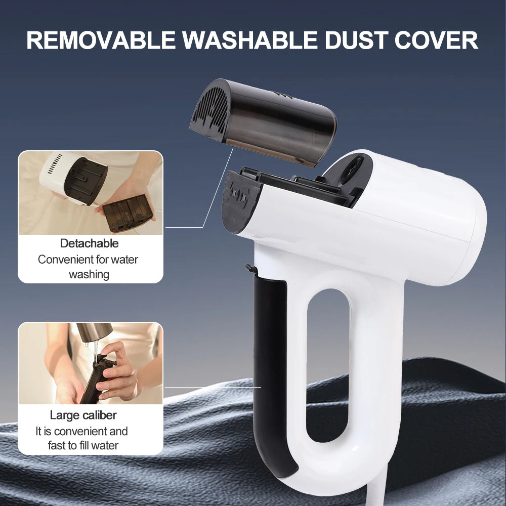 Portable 1000W Garment Steamer Iron, 2-in-1 Steam & Dry Ironing with Vacuum Adsorption Technology for Fast Wrinkle Removal