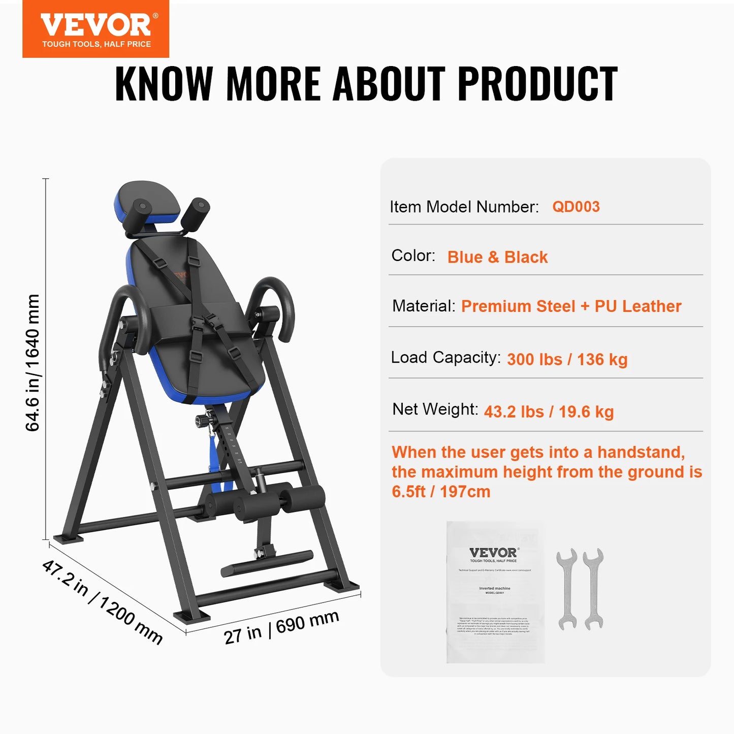 SucceBuy Heavy Duty Inversion Table, 300 lb Capacity Back Stretcher & Spinal Decompression Machine with Adjustable Headrest, Ankle Lock & Safety Belt