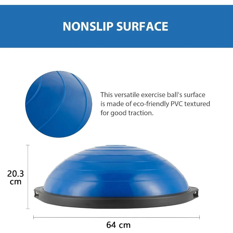 25-Inch Balance Ball Trainer with Wobble Board, 660 lb Capacity Inflatable Half Exercise Ball with Non-Slip Base for Core Strength, Balance & Home Fitness