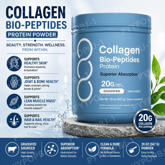 Hydrolyzed Collagen Peptides Powder Unflavored High Protein Supplement for Hair Skin Nails & Joint Support