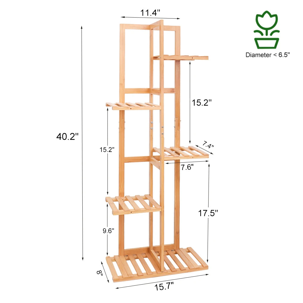 Tall Bamboo Plant Stand 5/6 Tier Corner Plant Shelf, Multi-Tier Flower Pot Display Rack for Indoor Outdoor Use