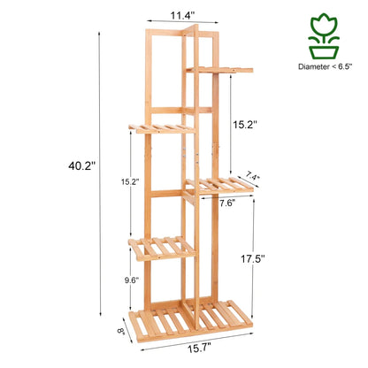 Tall Bamboo Plant Stand 5/6 Tier Corner Plant Shelf, Multi-Tier Flower Pot Display Rack for Indoor Outdoor Use