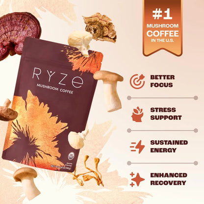 Premium Organic Mushroom Coffee Powder – 6 Mushroom Blend with Adaptogens for Focus, Energy & Immune Health