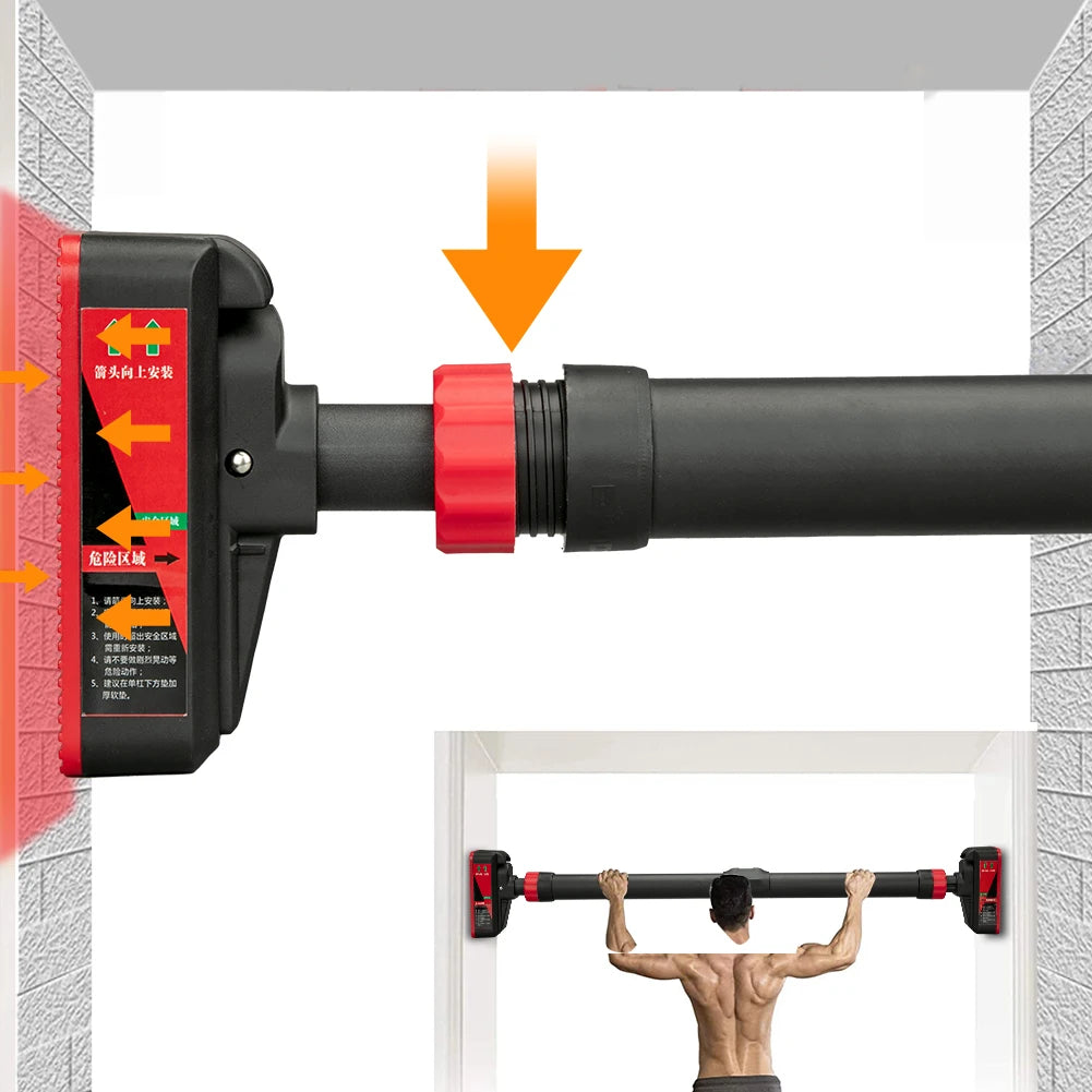 Adjustable Doorway Pull-Up Bar with Level Gauge, 69-92cm Width, 440 lbs (200kg) Capacity, No-Drill Chin-Up Bar for Home Strength Training