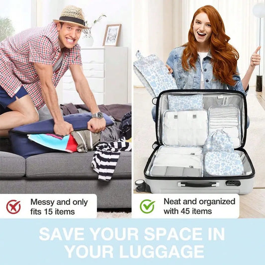 8-Piece Travel Packing Cubes Set – Lightweight Luggage Organizers with Compression Storage Bags for Clothing, Shoes & Accessories