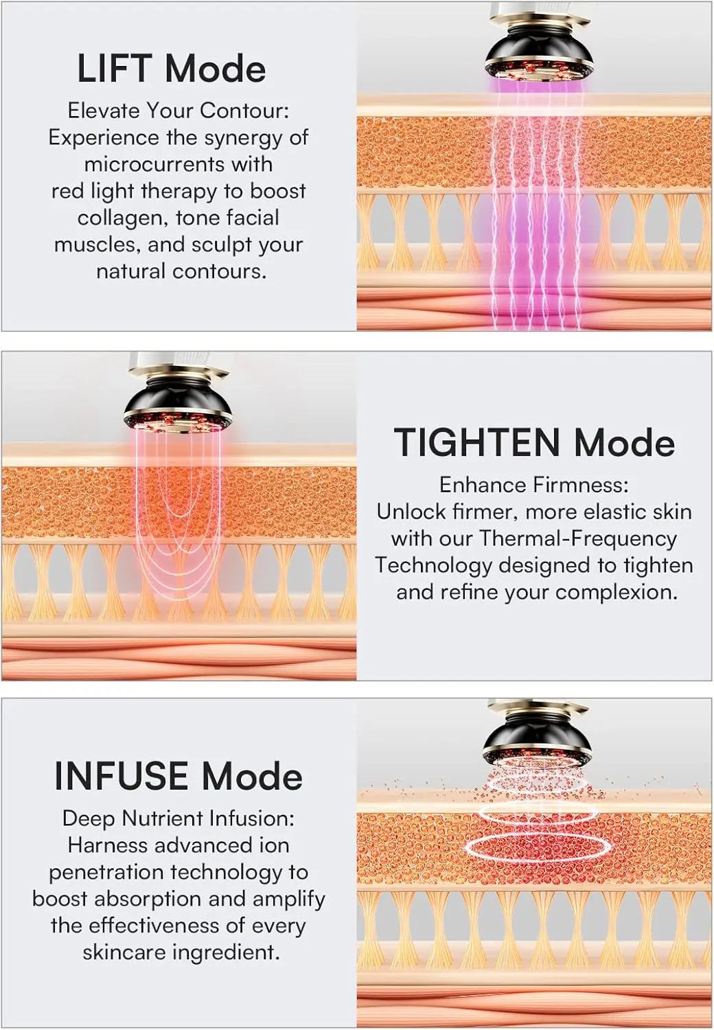 3-in-1 Red Light Therapy Facial & Neck Beauty Device | Skin Tightening, Depuffing & Firming Skincare Tool for Anti-Aging Care
