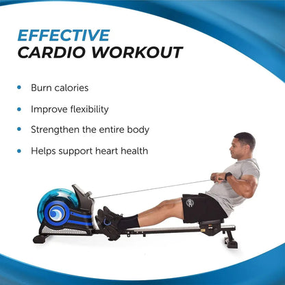 InMotion Compact Rowing Machine with Adjustable Resistance – Smooth Full-Body Cardio Rower for Home Gym