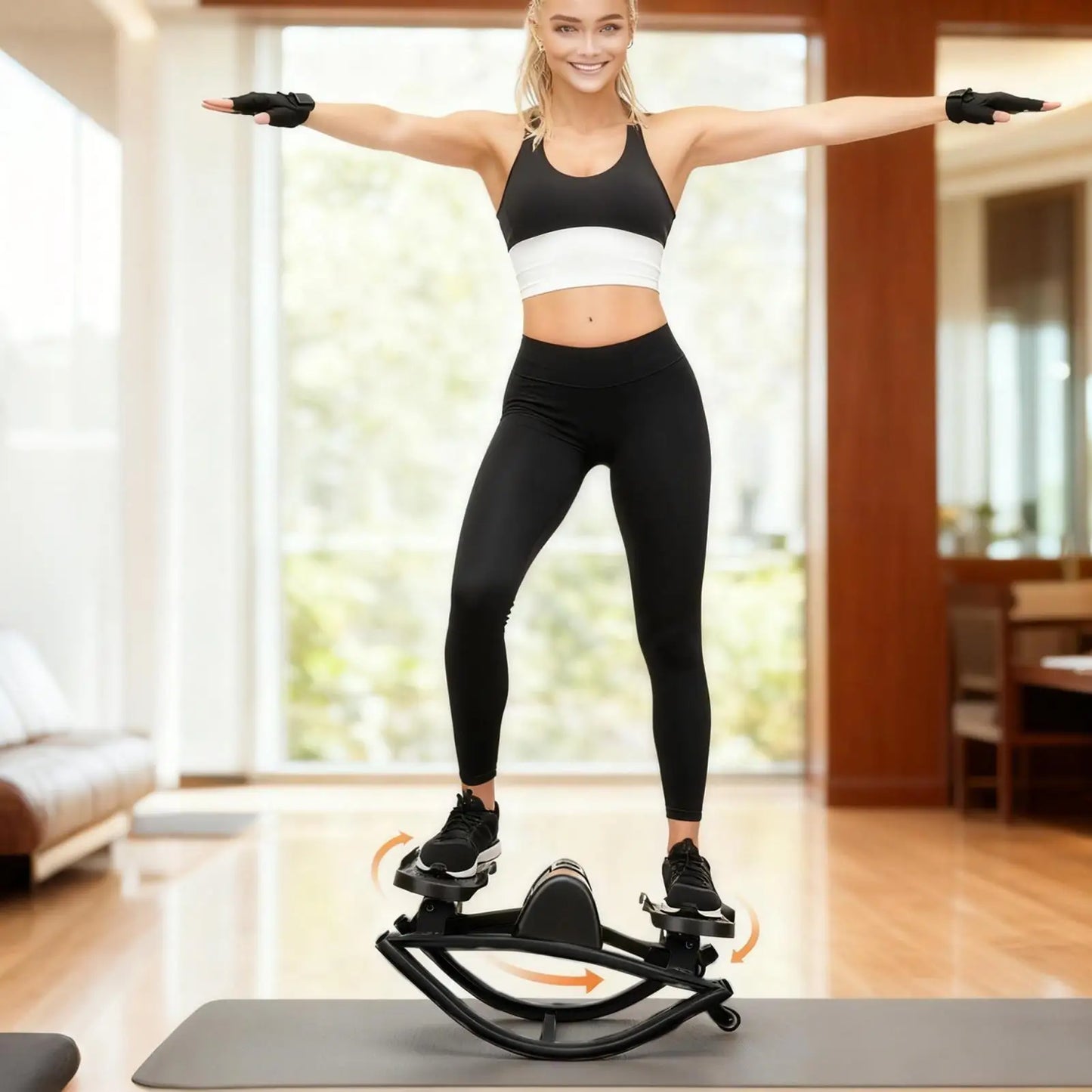 Rock Stepper Exercise Equipment – Compact Silent Side Stepper Machine for Legs, Abs and Glutes, Home Fitness Trainer for Women