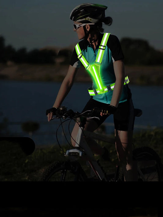 LED Reflective Running Vest – USB Rechargeable High Visibility Safety Vest for Running, Cycling & Walking