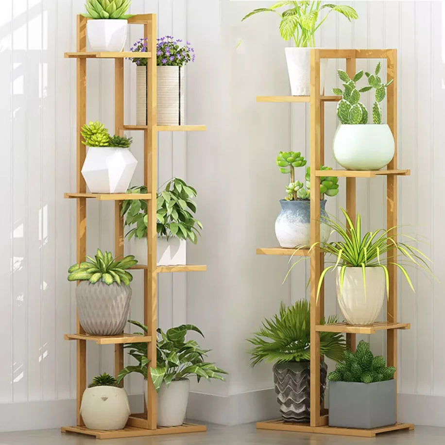Tall Bamboo Plant Stand 5/6 Tier Corner Plant Shelf, Multi-Tier Flower Pot Display Rack for Indoor Outdoor Use
