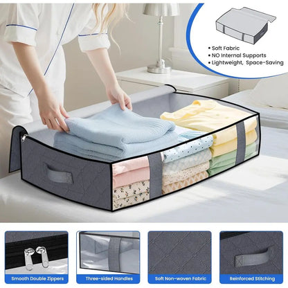Large Under Bed Storage Containers – 4 Pack Fabric Storage Bags with Clear View Window, Strong Zippers and Dust Protection
