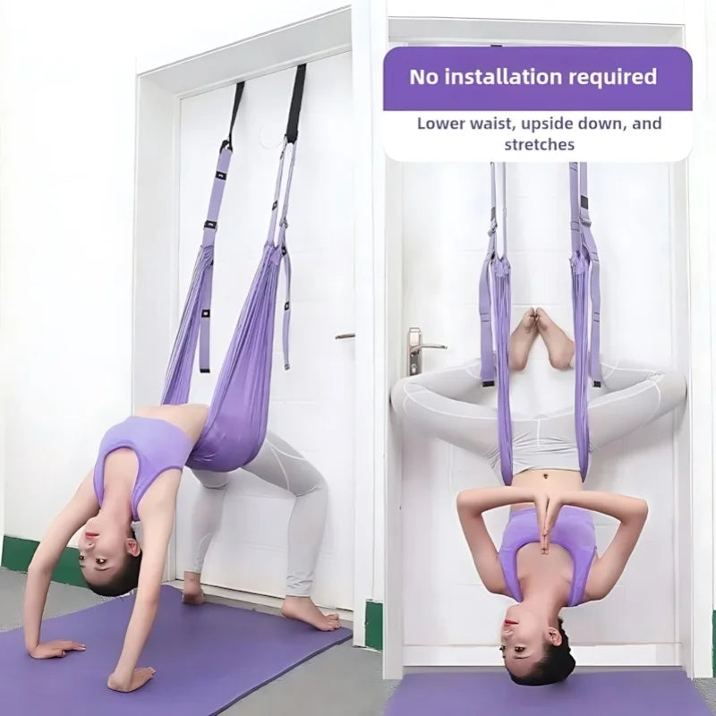 Premium Purple Aerial Yoga Rope, Single-Piece Professional Yoga Training Equipment for Home Gym, Stretching & Body Conditioning
