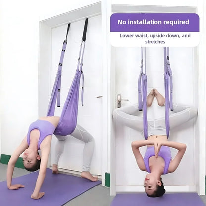Premium Purple Aerial Yoga Rope, Single-Piece Professional Yoga Training Equipment for Home Gym, Stretching & Body Conditioning