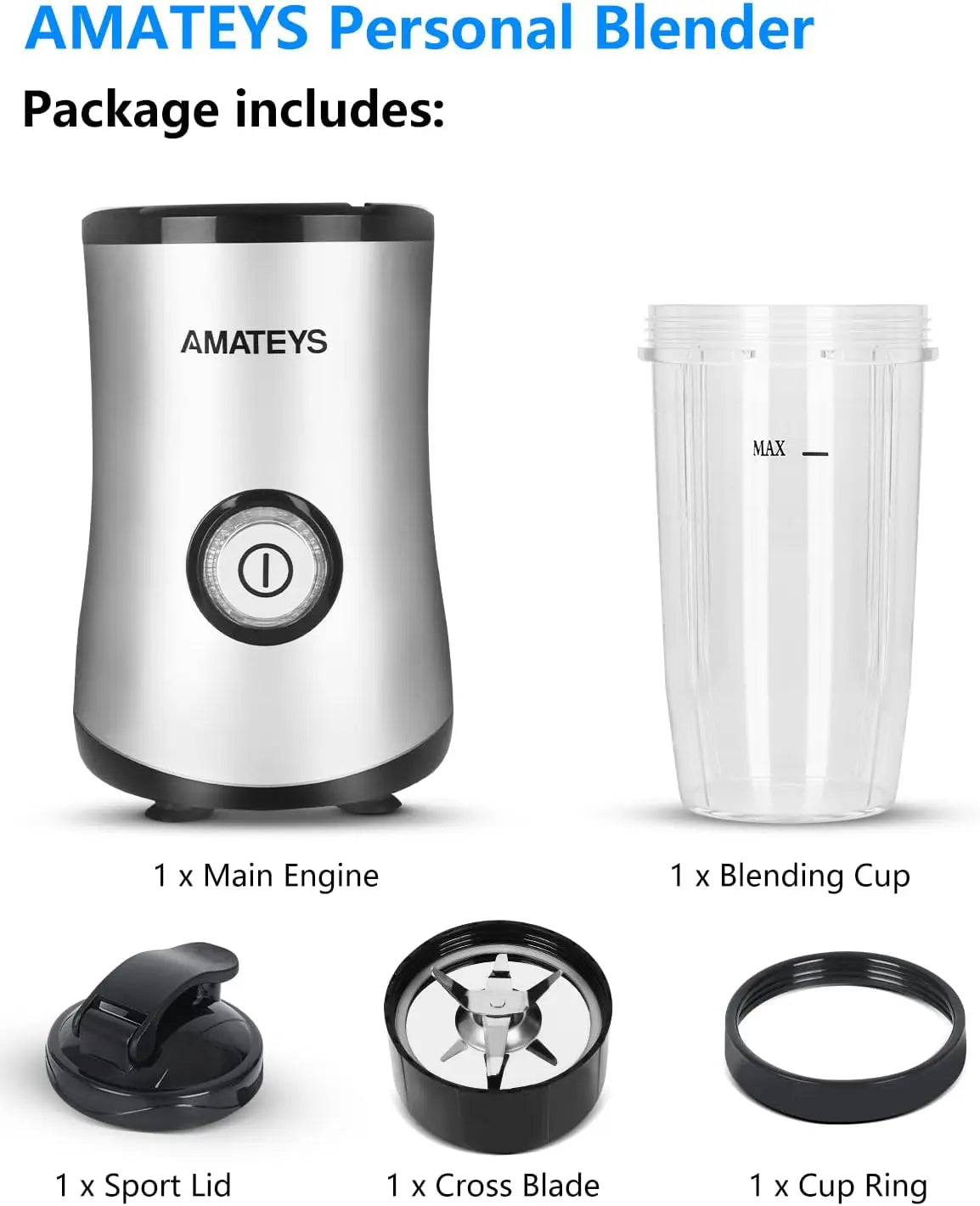 350W Portable Blender for Smoothies, Shakes & Juices, Easy Clean & Compact Design