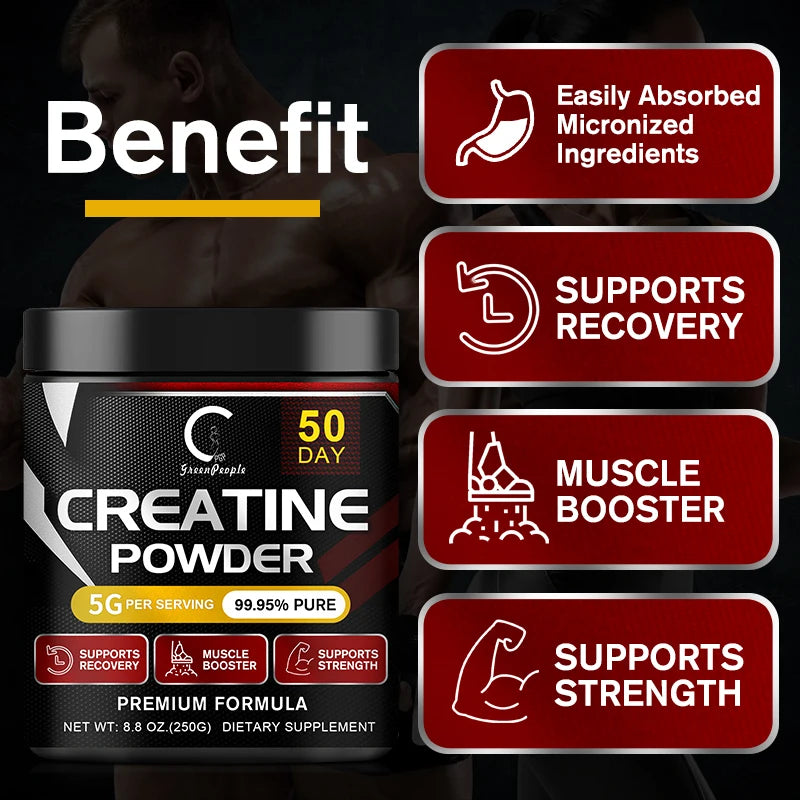 GPGP GreenPeople Creatine Monohydrate Powder – Unflavored Workout Supplement for Muscle Growth, Recovery & Athletic Performance