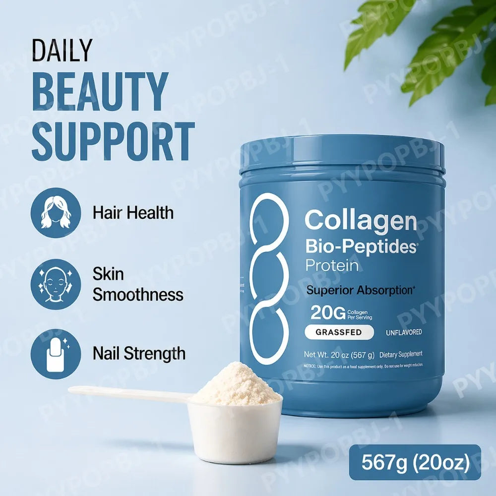 Hydrolyzed Collagen Peptides Powder Unflavored High Protein Supplement for Hair Skin Nails & Joint Support
