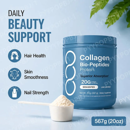 Hydrolyzed Collagen Peptides Powder Unflavored High Protein Supplement for Hair Skin Nails & Joint Support