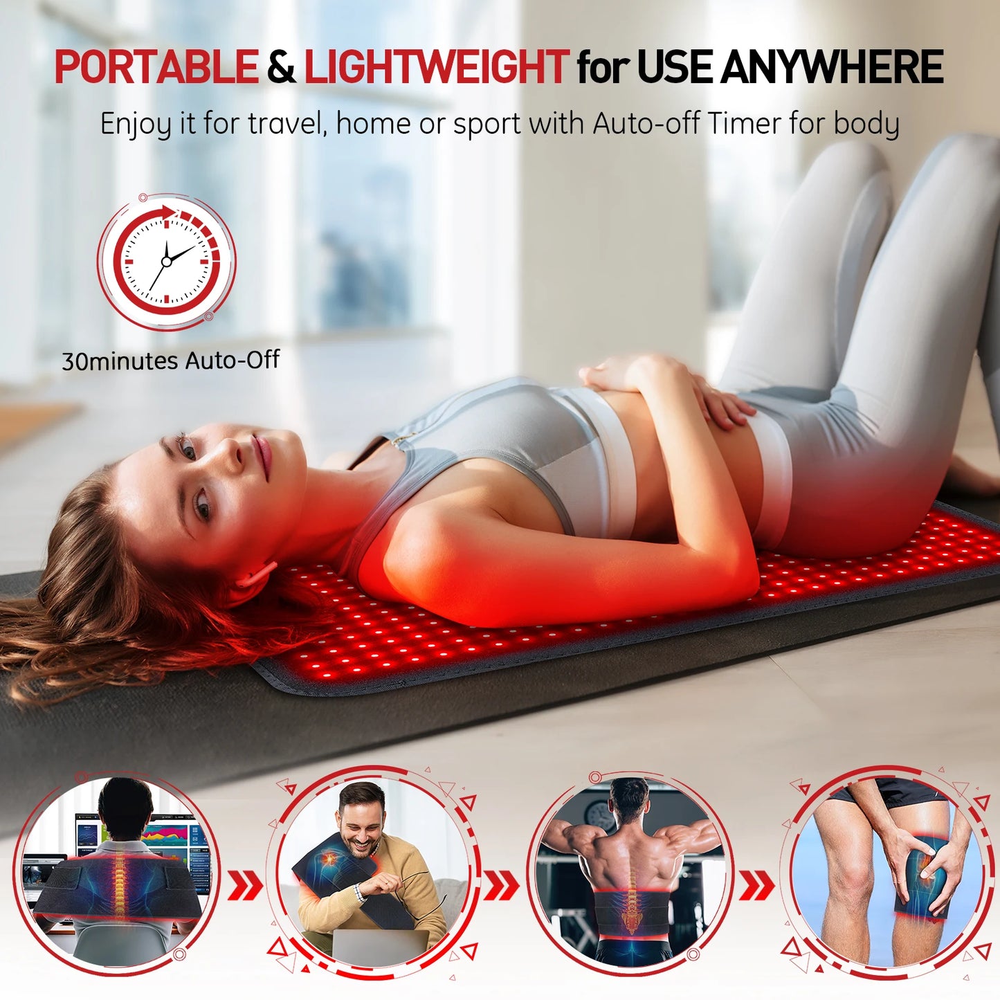 Infrared Red Light Therapy Heating Pad for Body, LED Cushion Mat for Waist, Back and Shoulder Pain Relief, Muscle Recovery & Relaxation