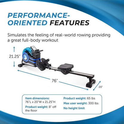 InMotion Compact Rowing Machine with Adjustable Resistance – Smooth Full-Body Cardio Rower for Home Gym